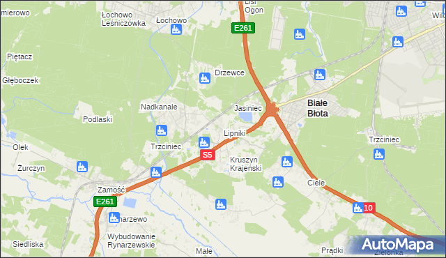mapa Lipniki gmina Białe Błota, Lipniki gmina Białe Błota na mapie Targeo
