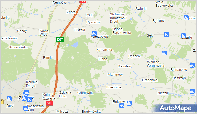 mapa Lipno gmina Brzeźnio, Lipno gmina Brzeźnio na mapie Targeo