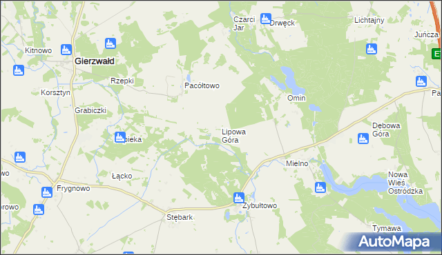 mapa Lipowa Góra gmina Grunwald, Lipowa Góra gmina Grunwald na mapie Targeo