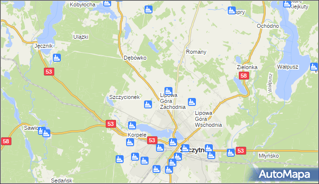 mapa Lipowa Góra Zachodnia, Lipowa Góra Zachodnia na mapie Targeo