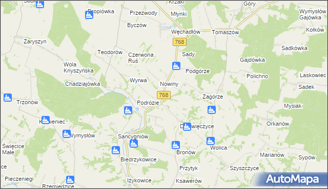 mapa Lipówka gmina Działoszyce, Lipówka gmina Działoszyce na mapie Targeo