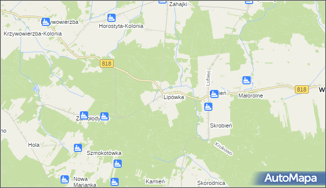 mapa Lipówka gmina Wyryki, Lipówka gmina Wyryki na mapie Targeo