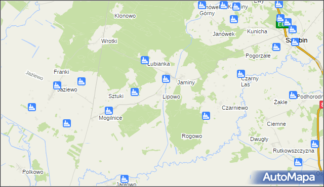 mapa Lipowo gmina Sztabin, Lipowo gmina Sztabin na mapie Targeo