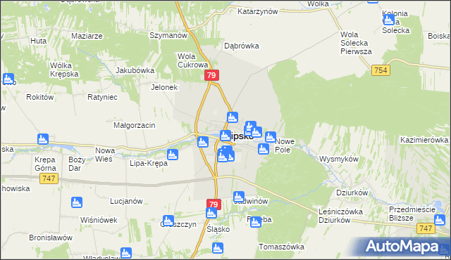 mapa Lipsko, Lipsko na mapie Targeo