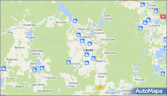 mapa Lipusz, Lipusz na mapie Targeo