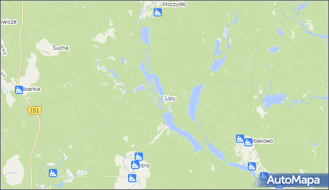 mapa Lipy gmina Kłodawa, Lipy gmina Kłodawa na mapie Targeo