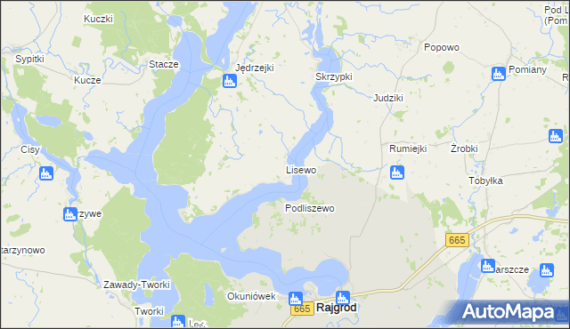 mapa Lisewo gmina Kalinowo, Lisewo gmina Kalinowo na mapie Targeo