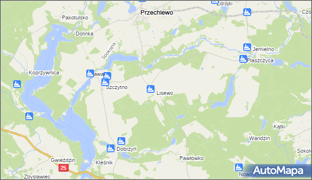 mapa Lisewo gmina Przechlewo, Lisewo gmina Przechlewo na mapie Targeo