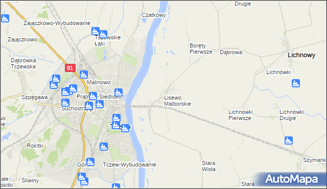 mapa Lisewo Malborskie, Lisewo Malborskie na mapie Targeo