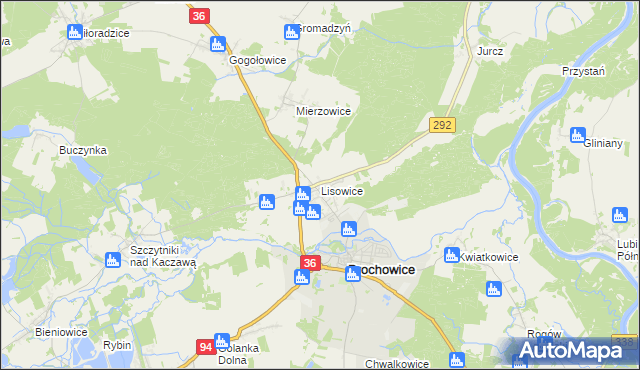 mapa Lisowice gmina Prochowice, Lisowice gmina Prochowice na mapie Targeo