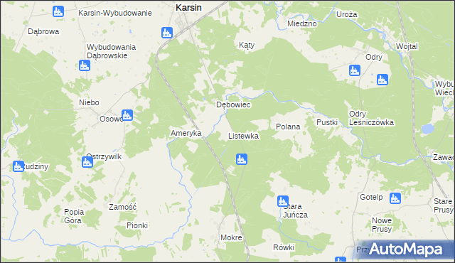 mapa Listewka, Listewka na mapie Targeo