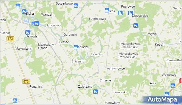 mapa Litwinki gmina Kuźnica, Litwinki gmina Kuźnica na mapie Targeo