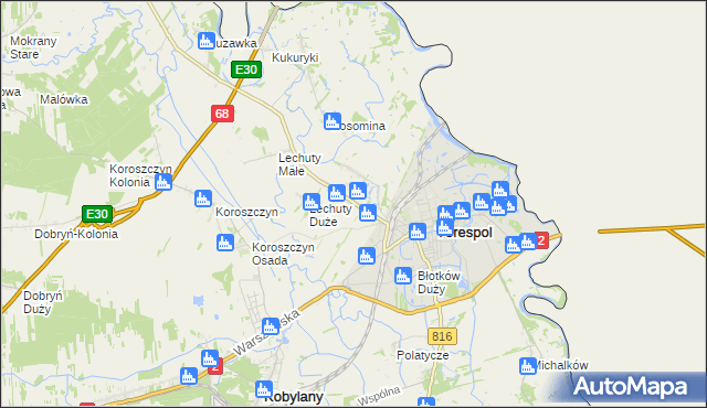 mapa Łobaczew Duży, Łobaczew Duży na mapie Targeo