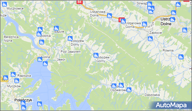 mapa Łobozew Górny, Łobozew Górny na mapie Targeo