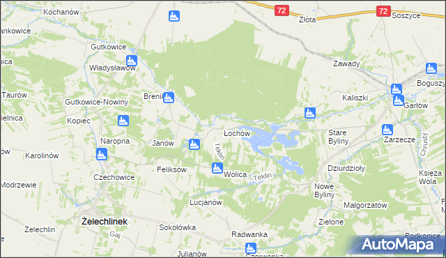 mapa Łochów gmina Żelechlinek, Łochów gmina Żelechlinek na mapie Targeo