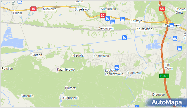 mapa Łochowice gmina Białe Błota, Łochowice gmina Białe Błota na mapie Targeo