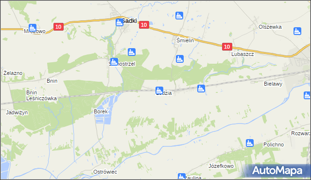 mapa Łodzia gmina Sadki, Łodzia gmina Sadki na mapie Targeo