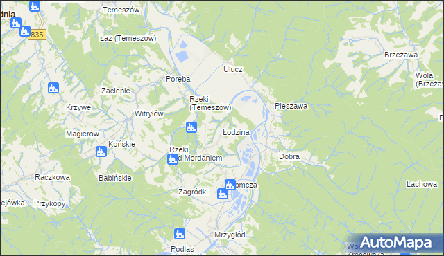 mapa Łodzina, Łodzina na mapie Targeo