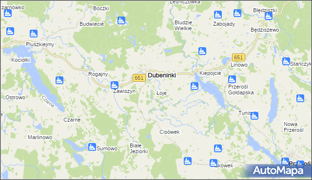 mapa Łoje gmina Dubeninki, Łoje gmina Dubeninki na mapie Targeo