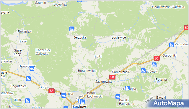 mapa Łojki gmina Łochów, Łojki gmina Łochów na mapie Targeo