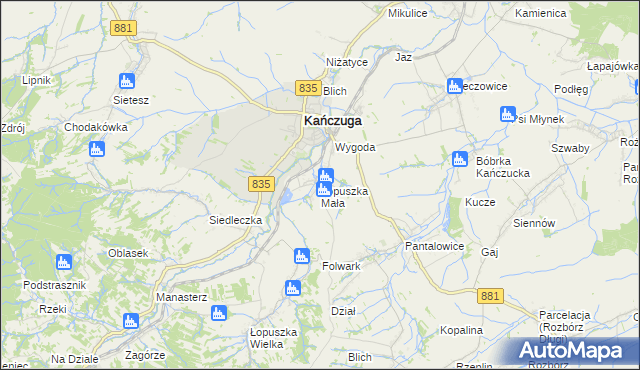 mapa Łopuszka Mała, Łopuszka Mała na mapie Targeo