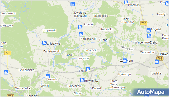 mapa Łosienek, Łosienek na mapie Targeo