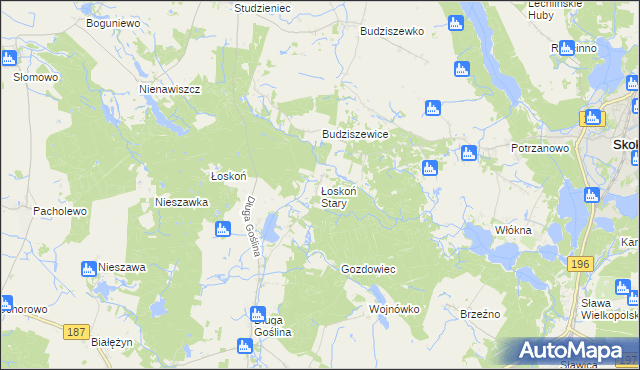 mapa Łoskoń Stary, Łoskoń Stary na mapie Targeo