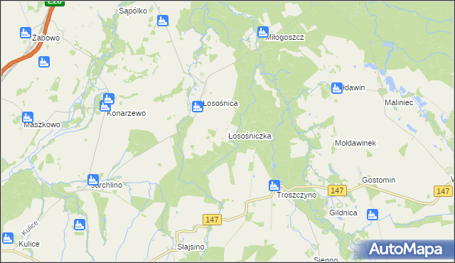 mapa Łosośniczka, Łosośniczka na mapie Targeo