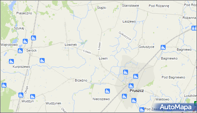 mapa Łowin, Łowin na mapie Targeo