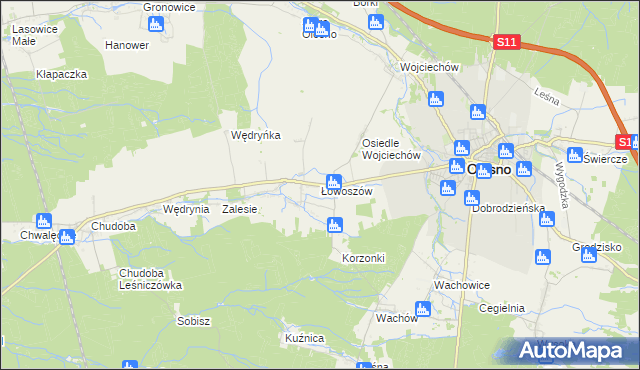 mapa Łowoszów, Łowoszów na mapie Targeo