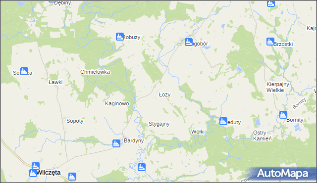 mapa Łozy gmina Płoskinia, Łozy gmina Płoskinia na mapie Targeo