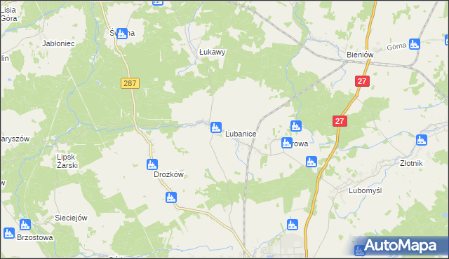 mapa Lubanice, Lubanice na mapie Targeo