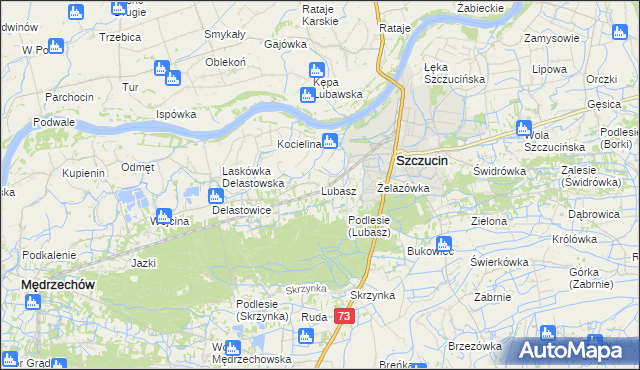 mapa Lubasz gmina Szczucin, Lubasz gmina Szczucin na mapie Targeo