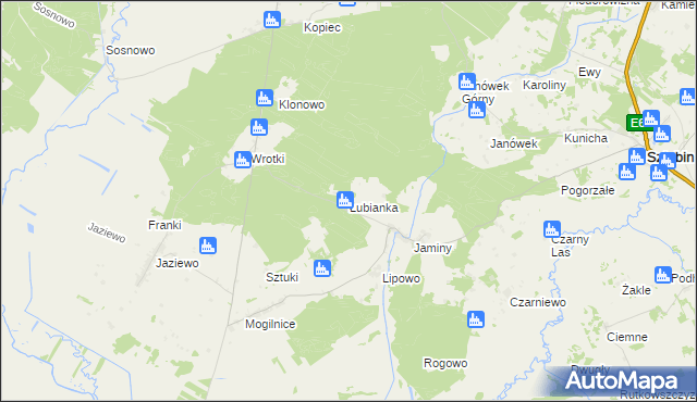 mapa Łubianka gmina Sztabin, Łubianka gmina Sztabin na mapie Targeo