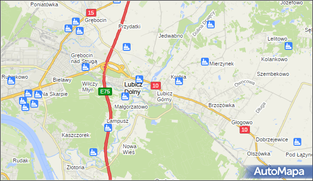 mapa Lubicz Górny, Lubicz Górny na mapie Targeo