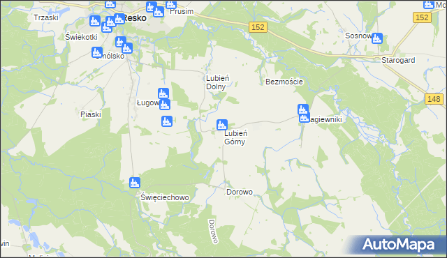 mapa Lubień Górny, Lubień Górny na mapie Targeo