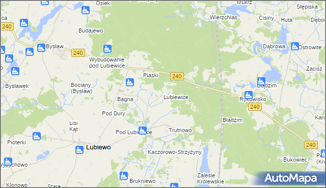 mapa Lubiewice gmina Lubiewo, Lubiewice gmina Lubiewo na mapie Targeo