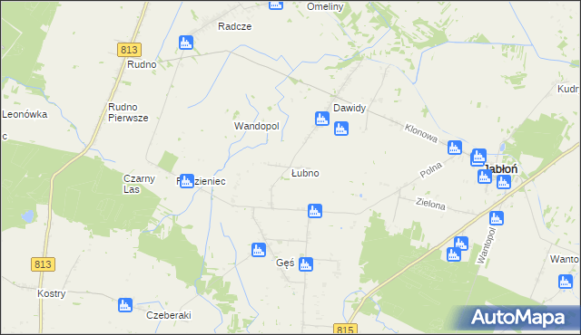 mapa Łubno gmina Jabłoń, Łubno gmina Jabłoń na mapie Targeo