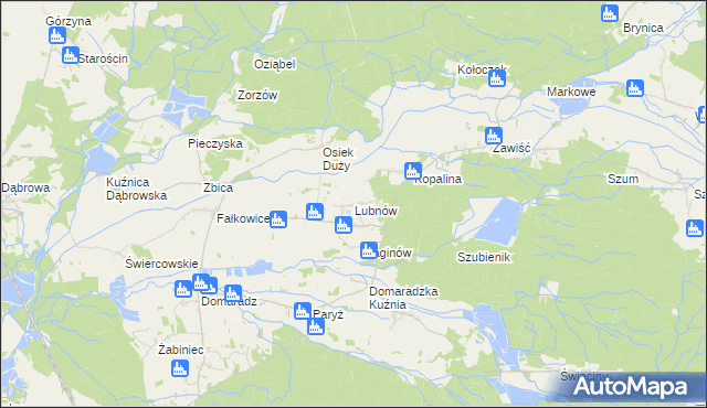 mapa Lubnów gmina Pokój, Lubnów gmina Pokój na mapie Targeo