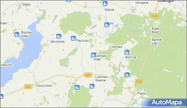 mapa Lubnowy Małe, Lubnowy Małe na mapie Targeo