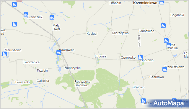 mapa Lubonia gmina Krzemieniewo, Lubonia gmina Krzemieniewo na mapie Targeo