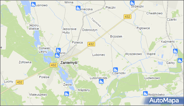 mapa Luboniec, Luboniec na mapie Targeo