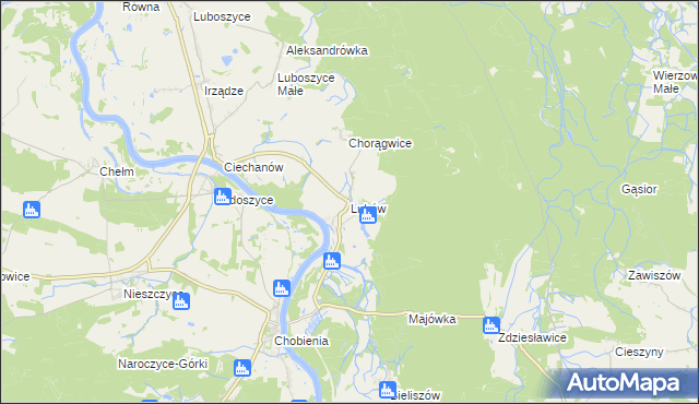 mapa Lubów gmina Jemielno, Lubów gmina Jemielno na mapie Targeo