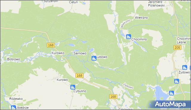 mapa Lubowo gmina Bobolice, Lubowo gmina Bobolice na mapie Targeo