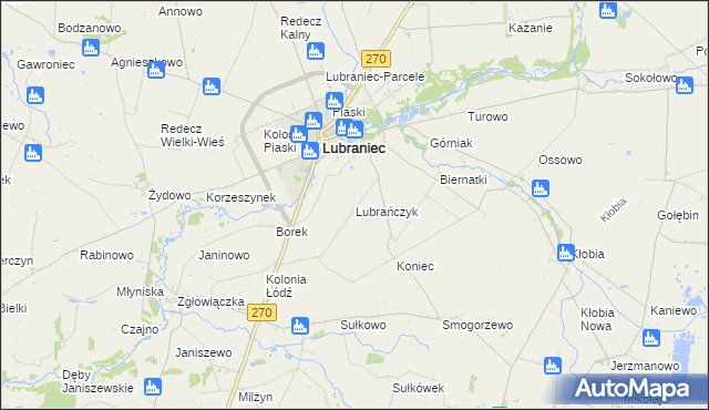 mapa Lubrańczyk, Lubrańczyk na mapie Targeo