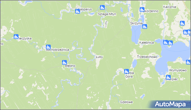 mapa Łuby gmina Osiek, Łuby gmina Osiek na mapie Targeo