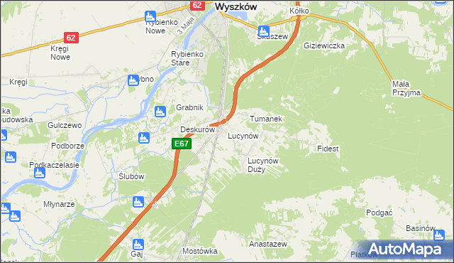 mapa Lucynów gmina Wyszków, Lucynów gmina Wyszków na mapie Targeo