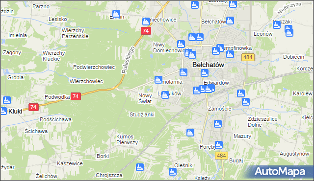 mapa Ludwików gmina Bełchatów, Ludwików gmina Bełchatów na mapie Targeo