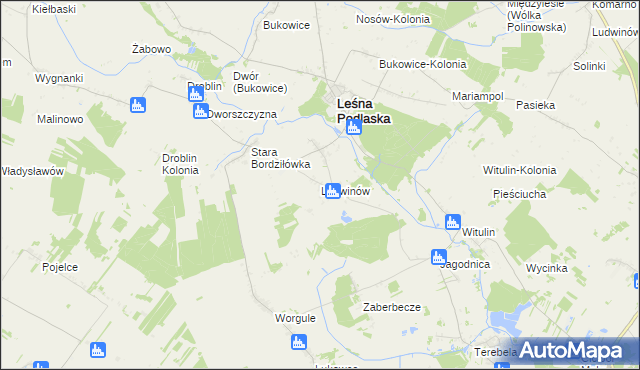 mapa Ludwinów gmina Leśna Podlaska, Ludwinów gmina Leśna Podlaska na mapie Targeo