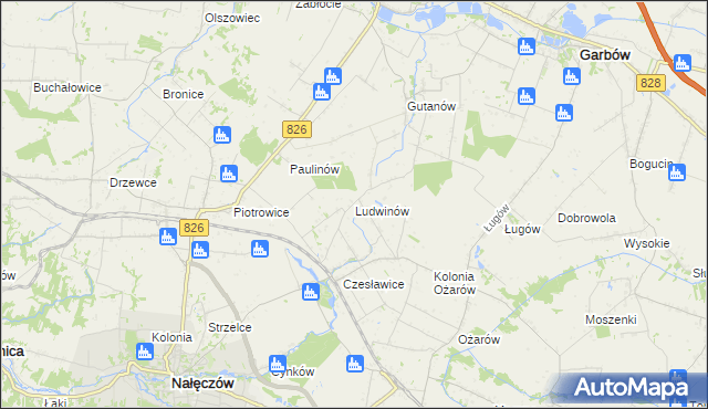mapa Ludwinów gmina Nałęczów, Ludwinów gmina Nałęczów na mapie Targeo